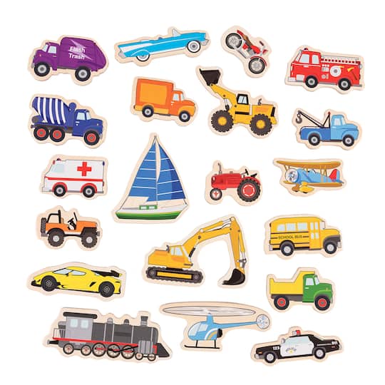 Spark & Wow Wooden Transport Magnets Set